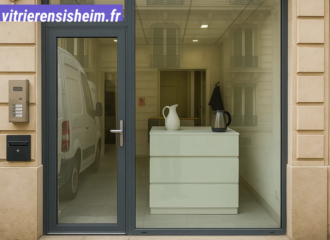 Façade vitrine de magasin en aluminium sur mesure à Ensisheim